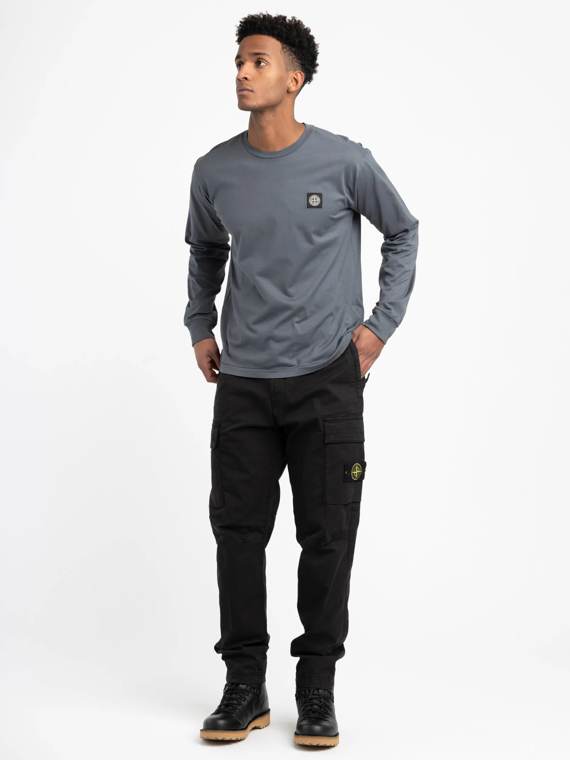 Grey Long-Sleeve Crewneck Tee