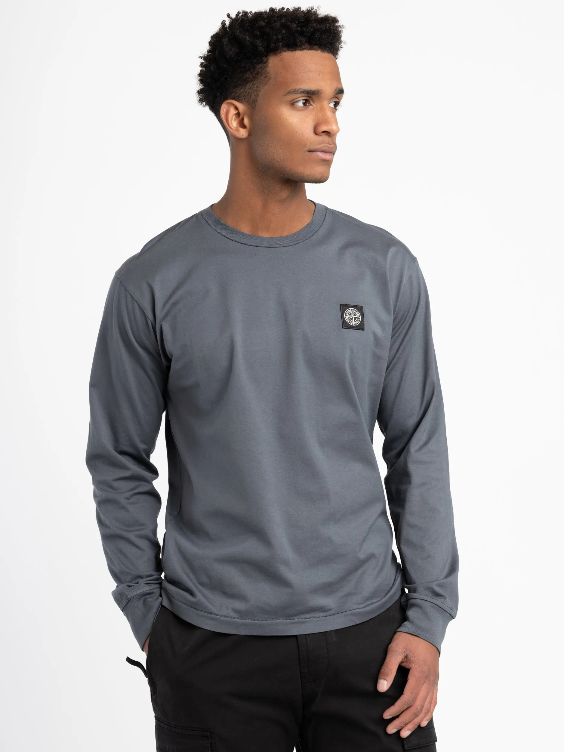 Grey Long-Sleeve Crewneck Tee