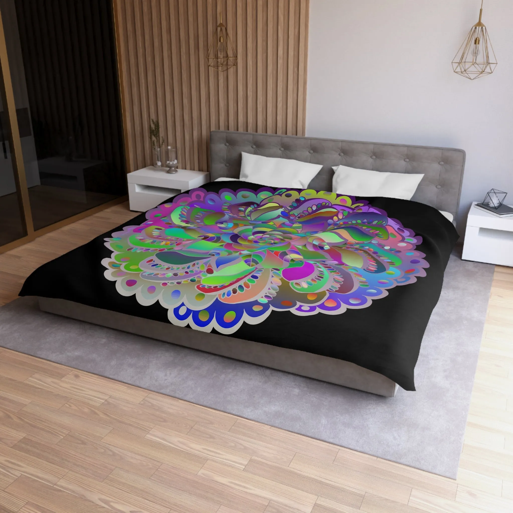 Handmade Mandala Art Microfiber Duvet Cover - Colorful Design