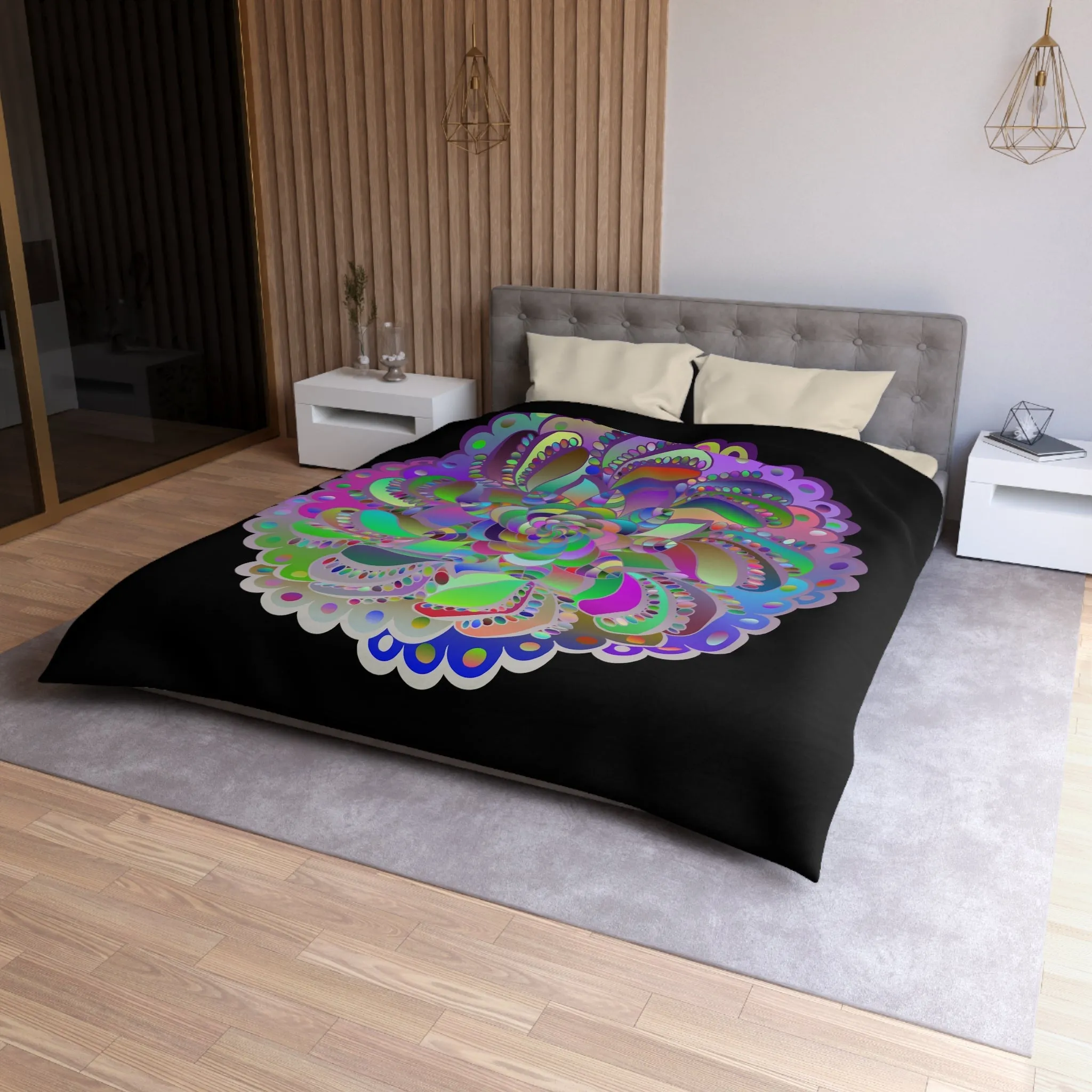 Handmade Mandala Art Microfiber Duvet Cover - Colorful Design