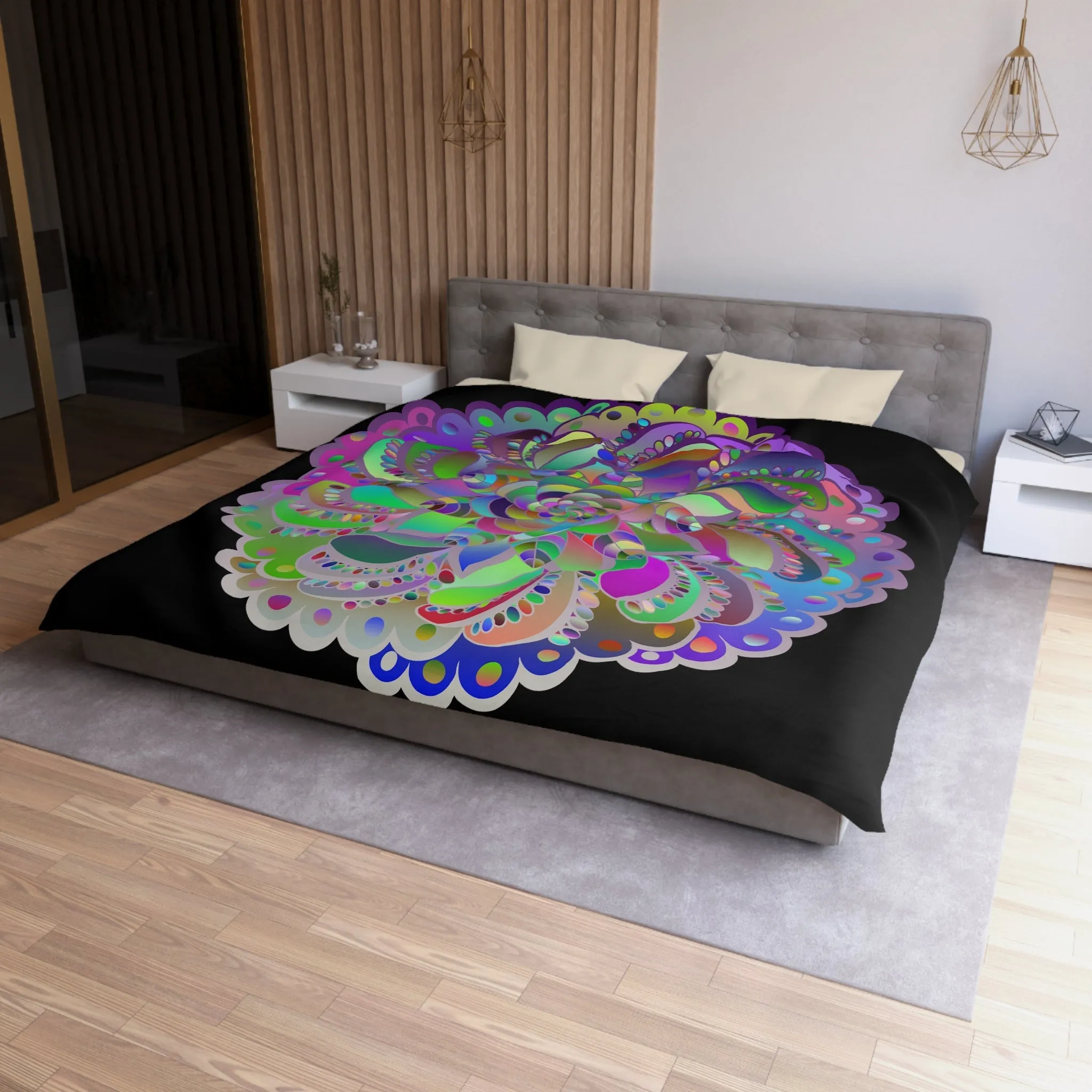 Handmade Mandala Art Microfiber Duvet Cover - Colorful Design