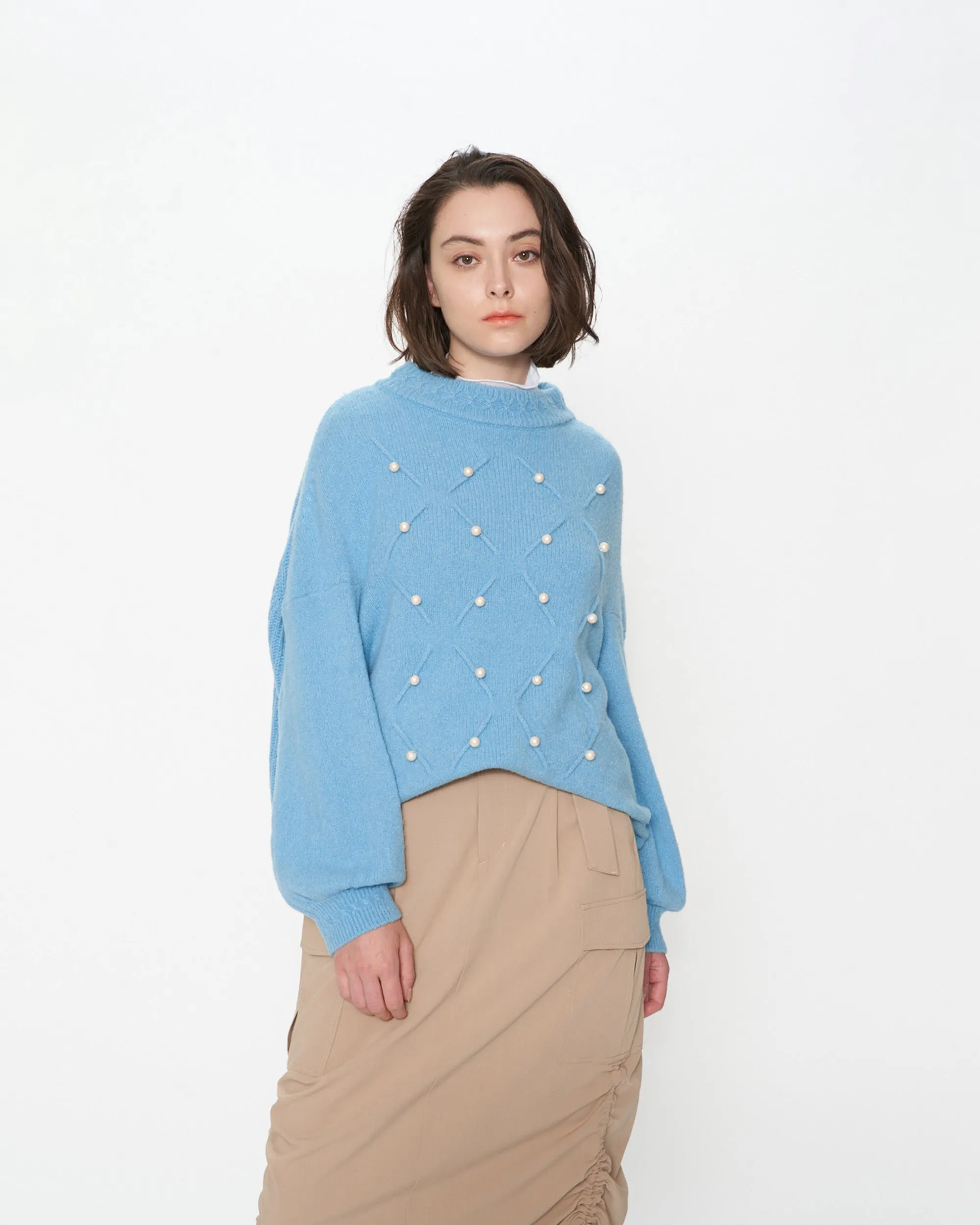 Impression Pearl Velvet Yarn Knit Top