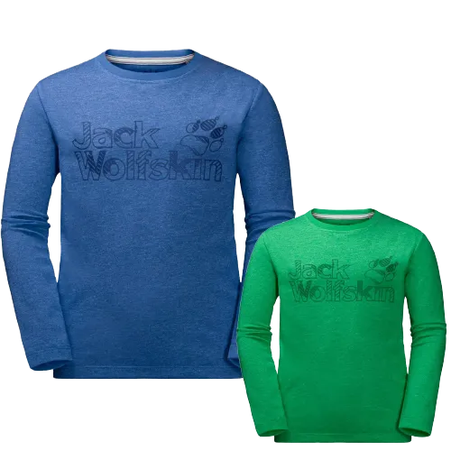 Jack Wolfskin Boys Long Sleeve Cotton Tee T-Shirt Top Kids Childrens