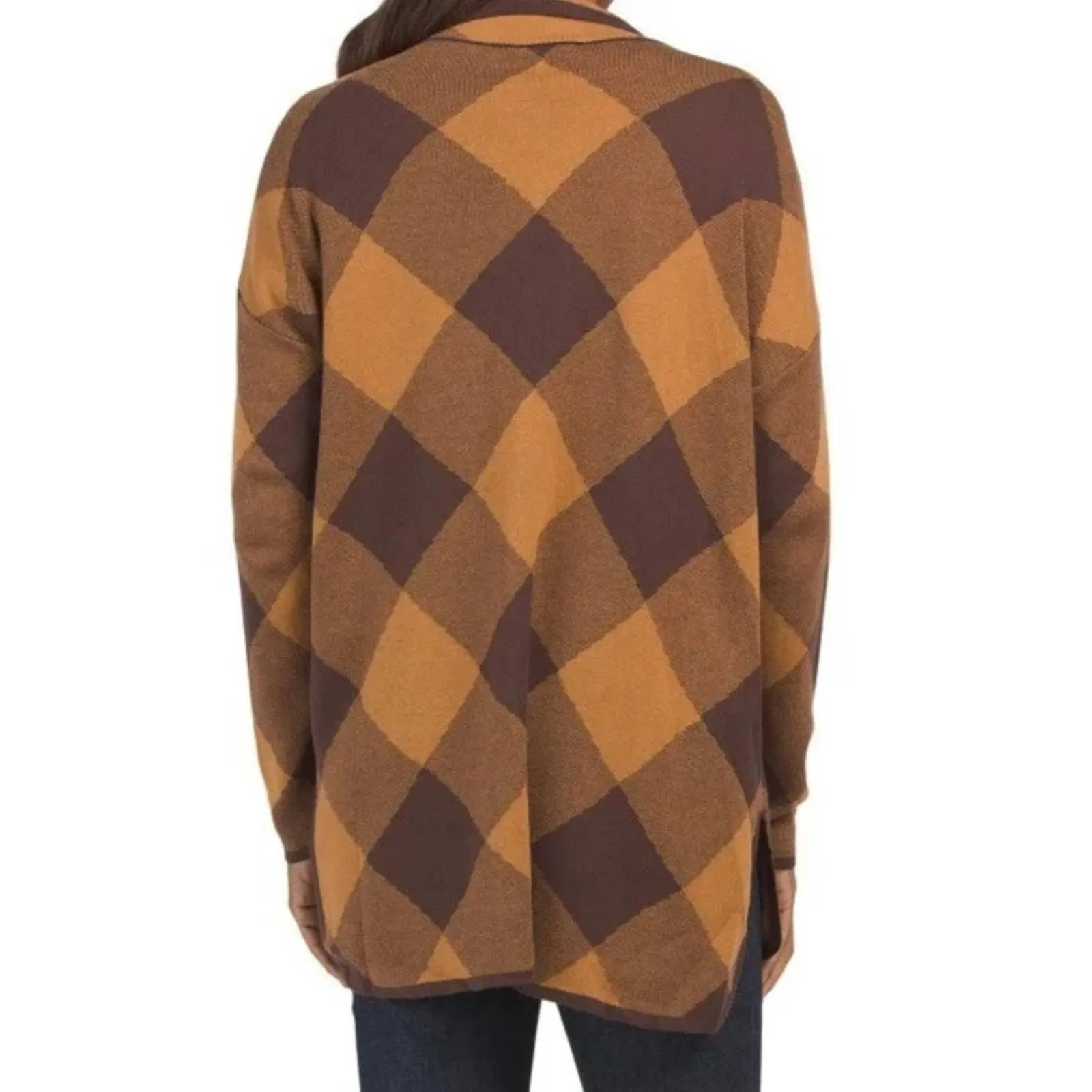 Jones New York Buffalo Check Full Zip Sweater Medium