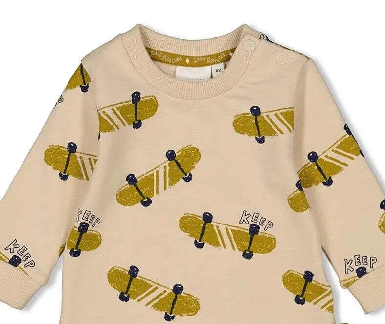 KEEP ROLLING - Peached Inside Slub French Terry Sweat Top