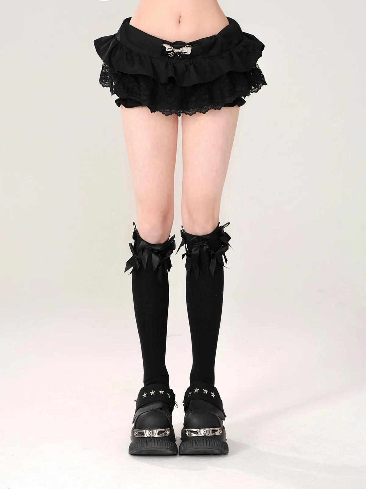 Lace Black Belt Shorts Romantic Skirt