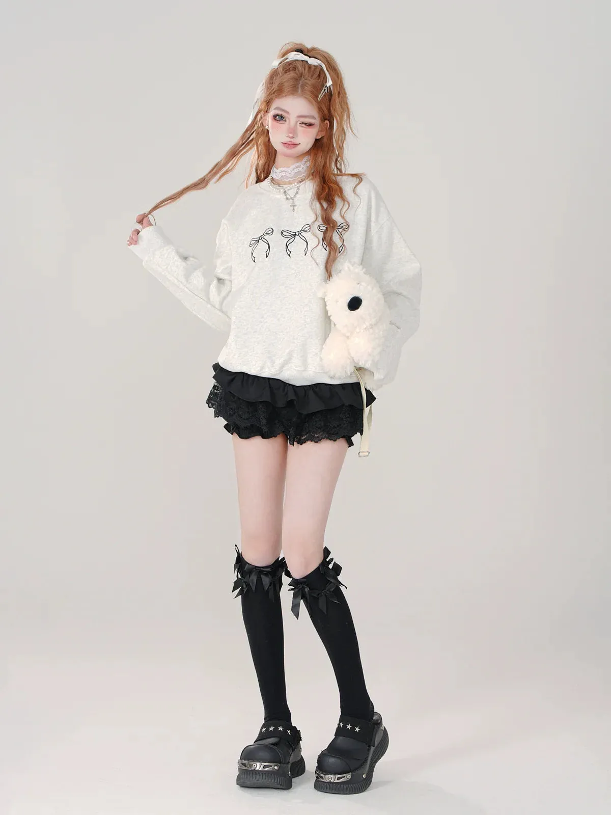 Lace Black Belt Shorts Romantic Skirt