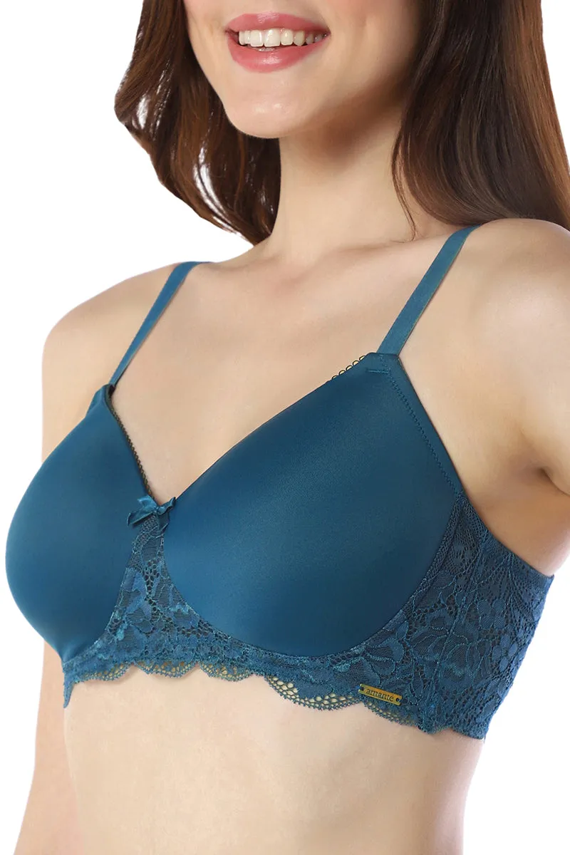 Lace Elegance Padded Non-Wired Bra - Gebralta Blue
