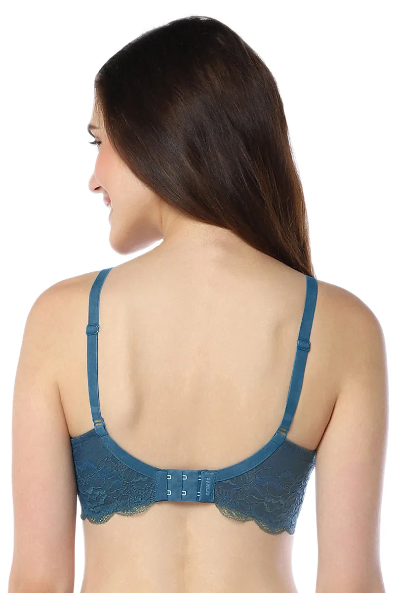 Lace Elegance Padded Non-Wired Bra - Gebralta Blue