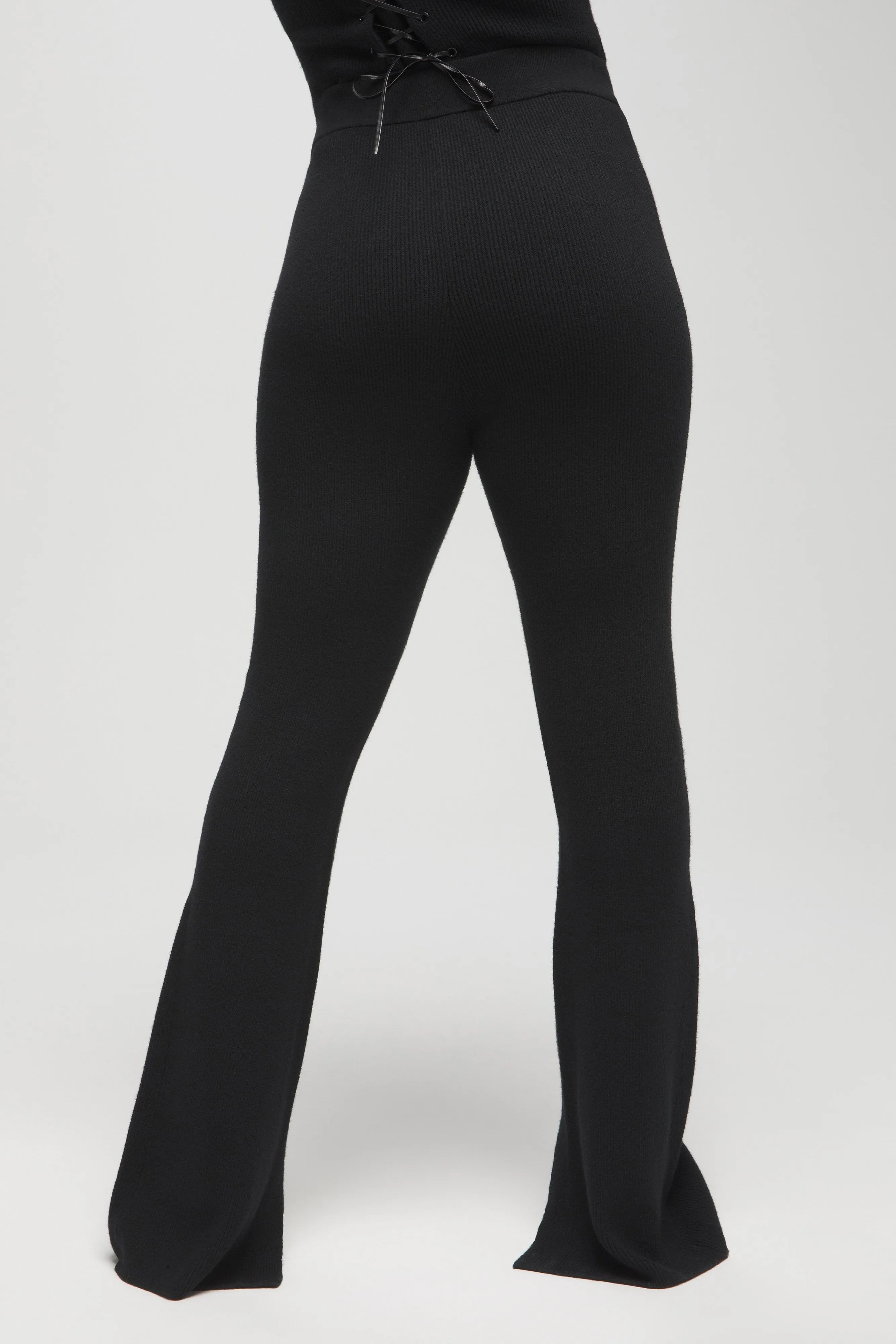 LACE UP RIB PANT | BLACK001