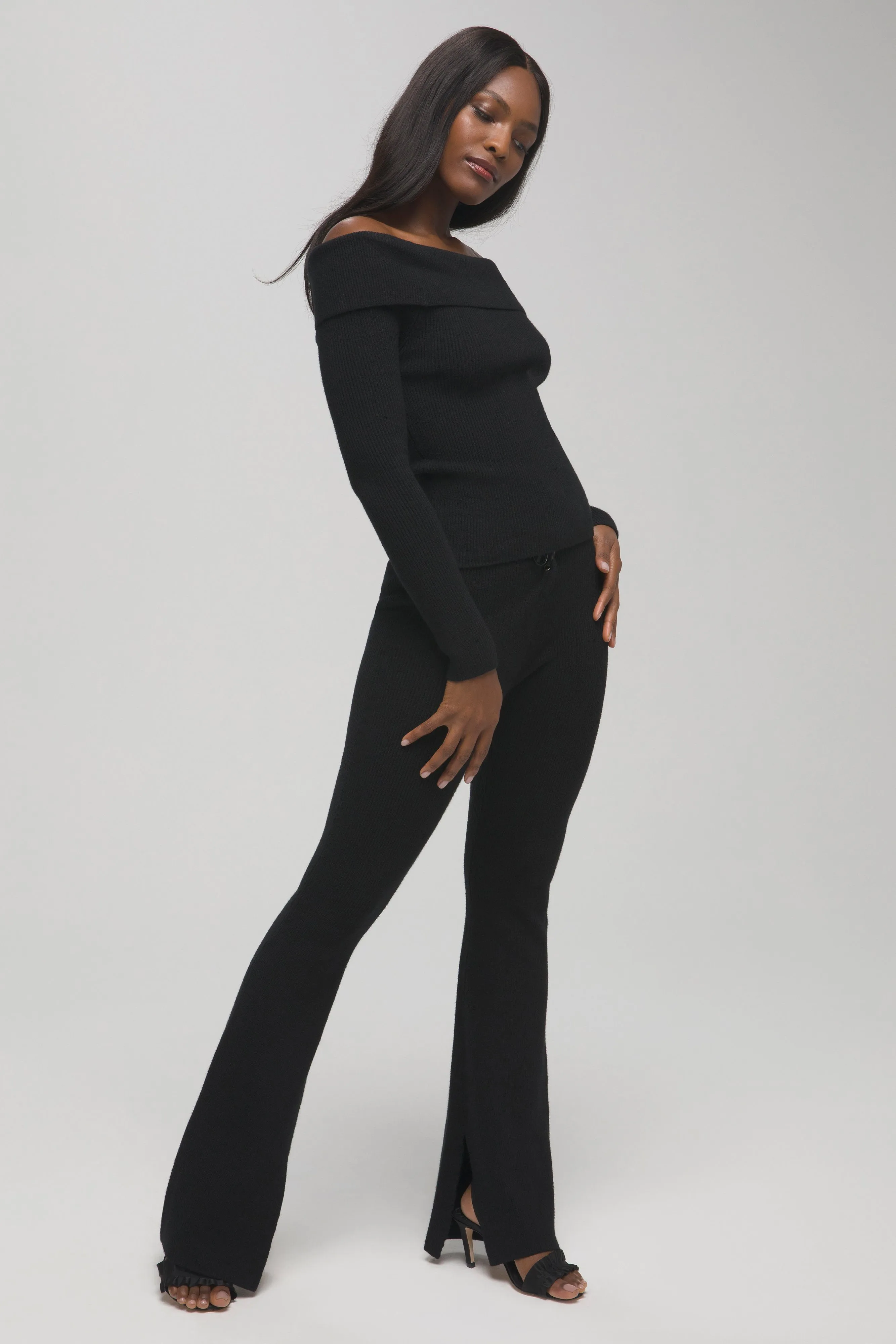 LACE UP RIB PANT | BLACK001