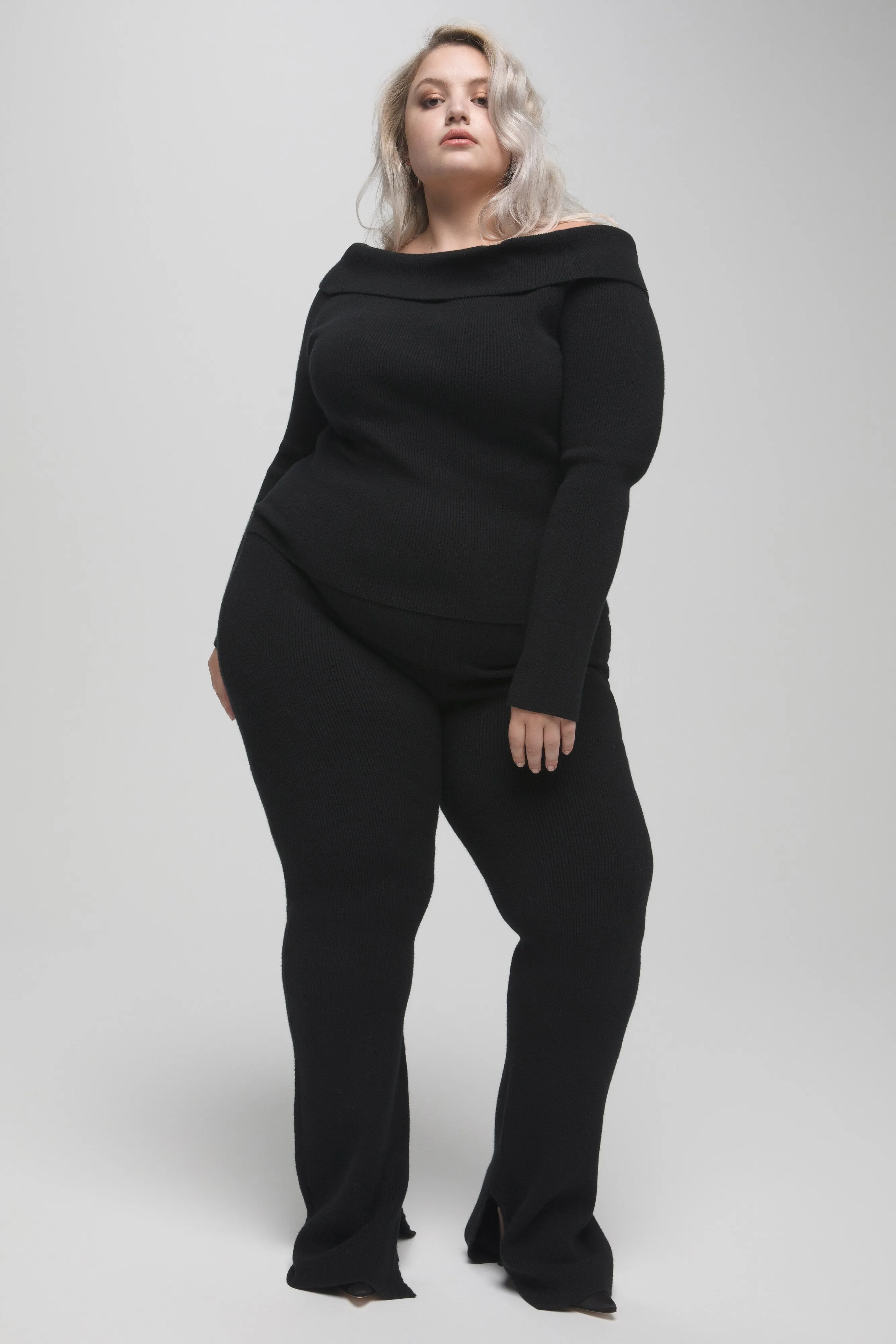 LACE UP RIB PANT | BLACK001