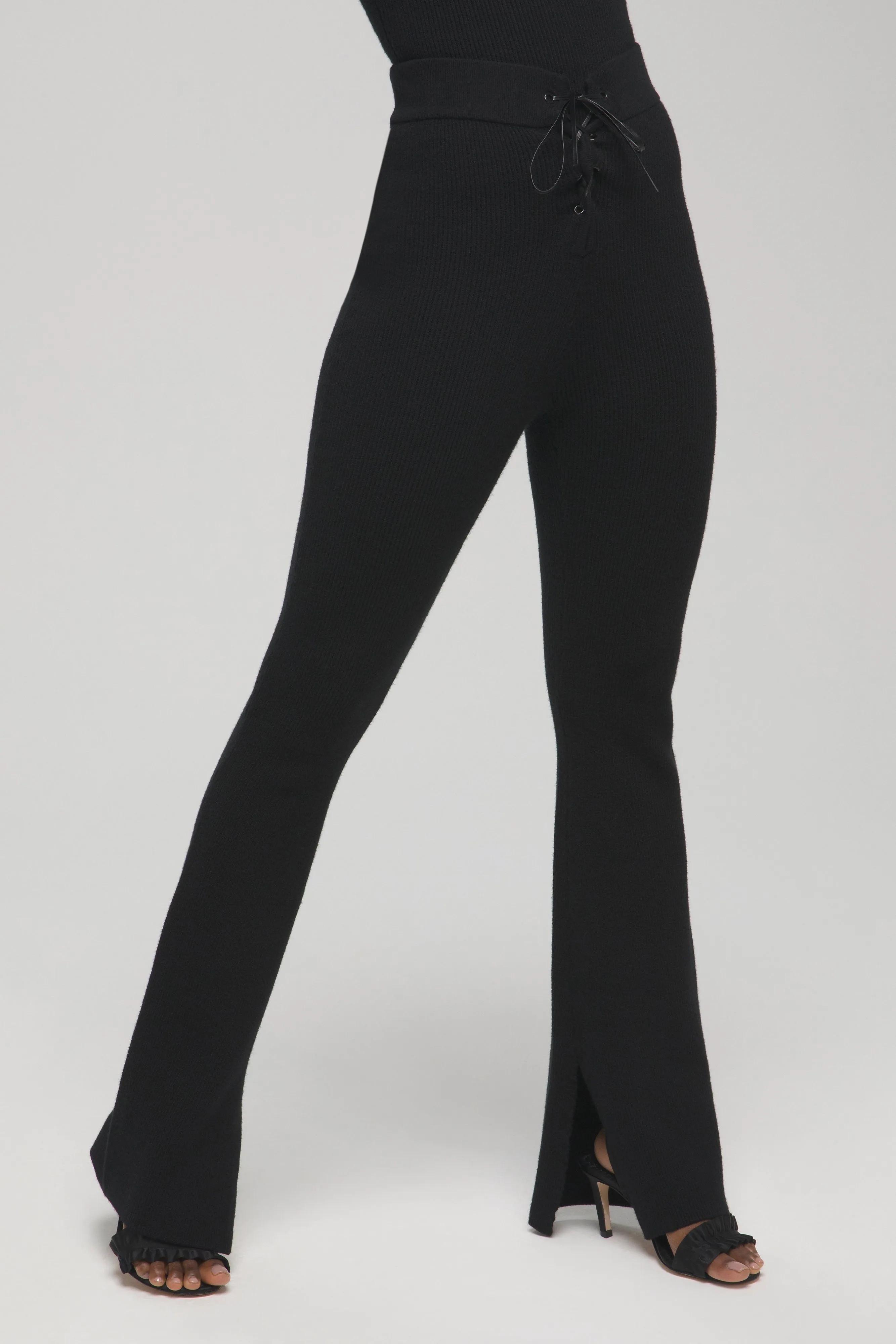 LACE UP RIB PANT | BLACK001