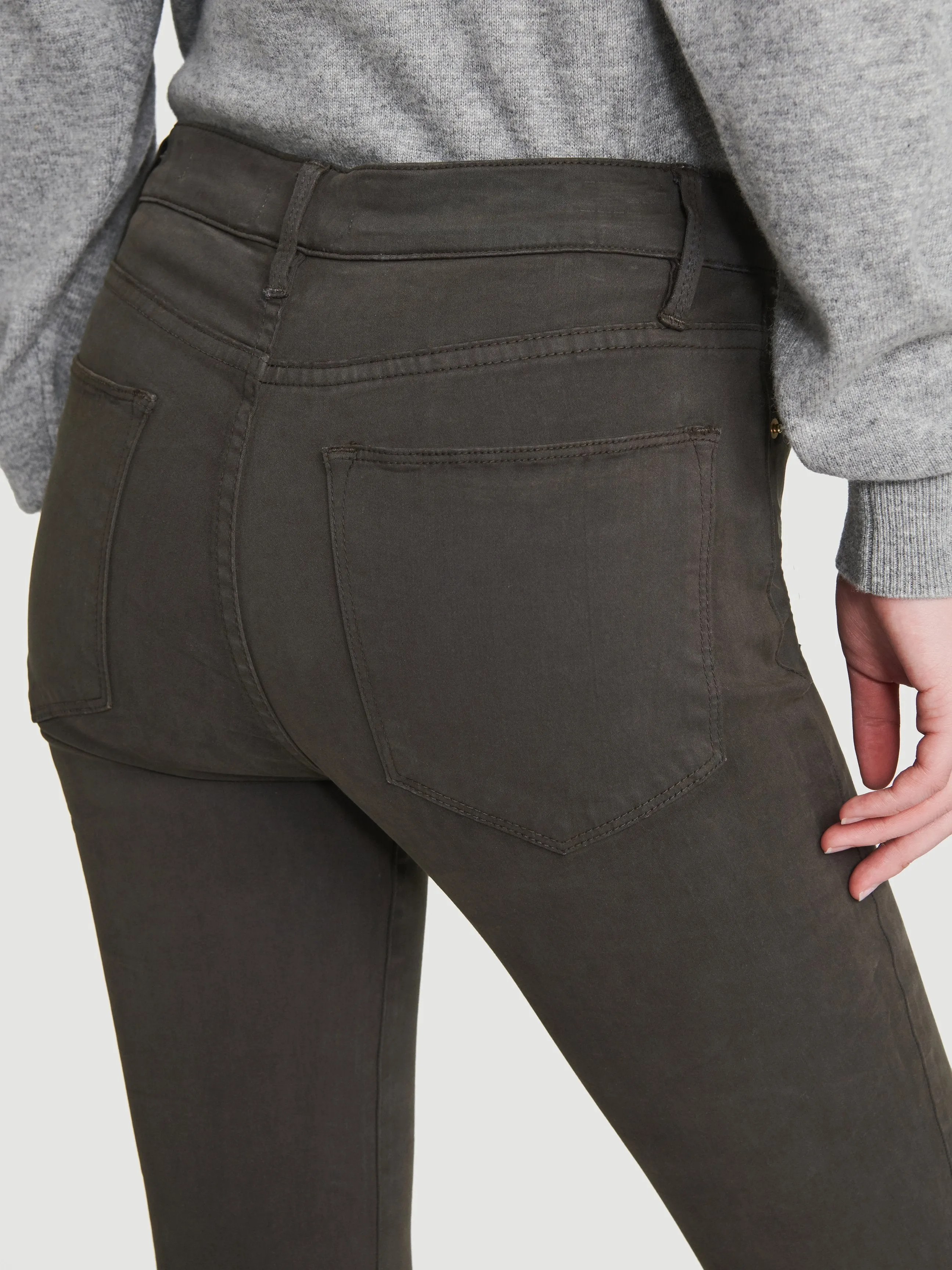 Le High Skinny Sateen -- Deep Moss