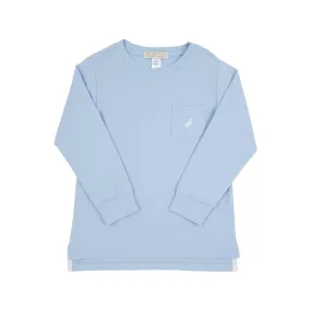 Long Sleeve Carter Crewneck - Beale Street Blue with Worth Avenue White Stork