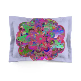 Mandala Design Microfiber Pillow Sham - Hand-Drawn Wisteria Background