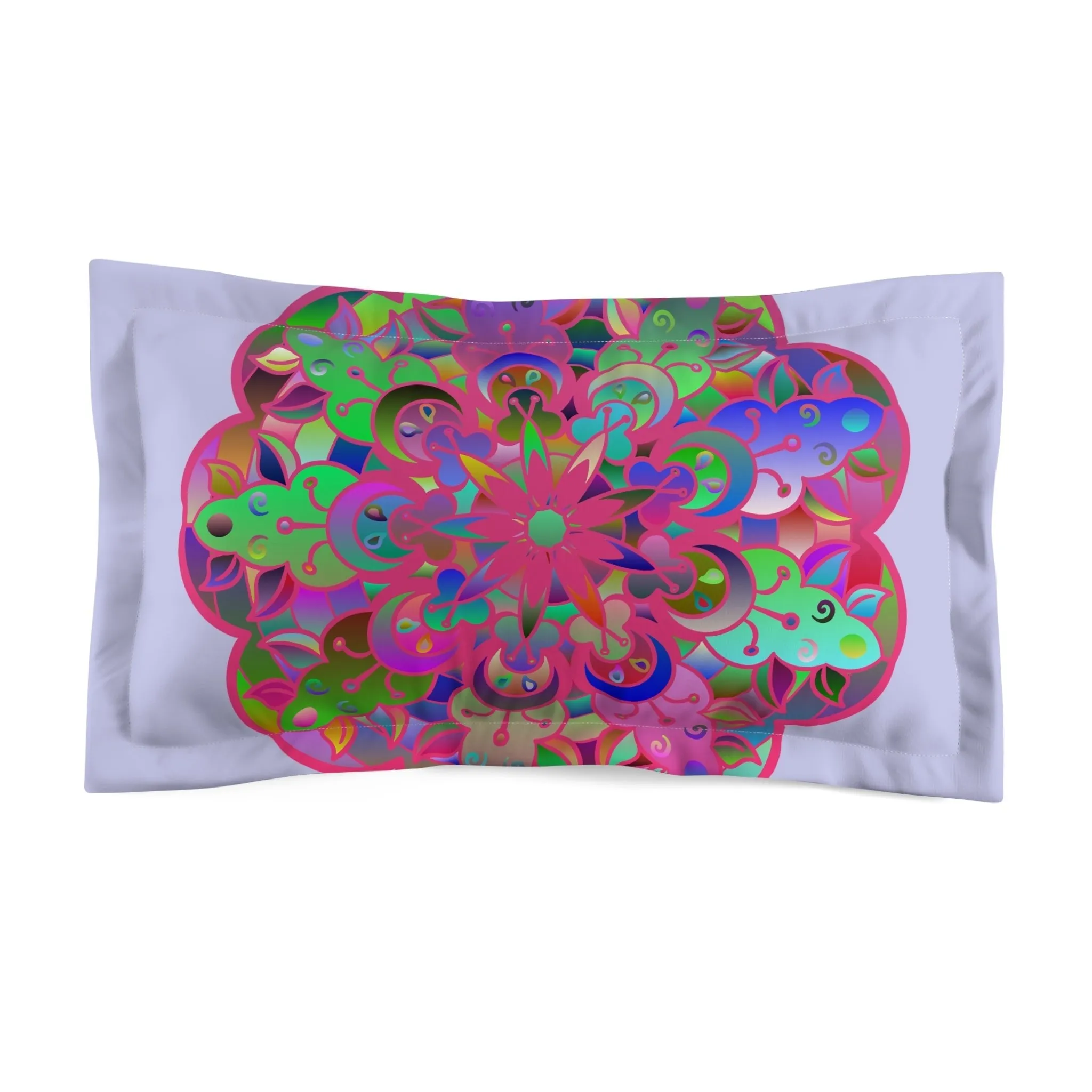 Mandala Design Microfiber Pillow Sham - Hand-Drawn Wisteria Background