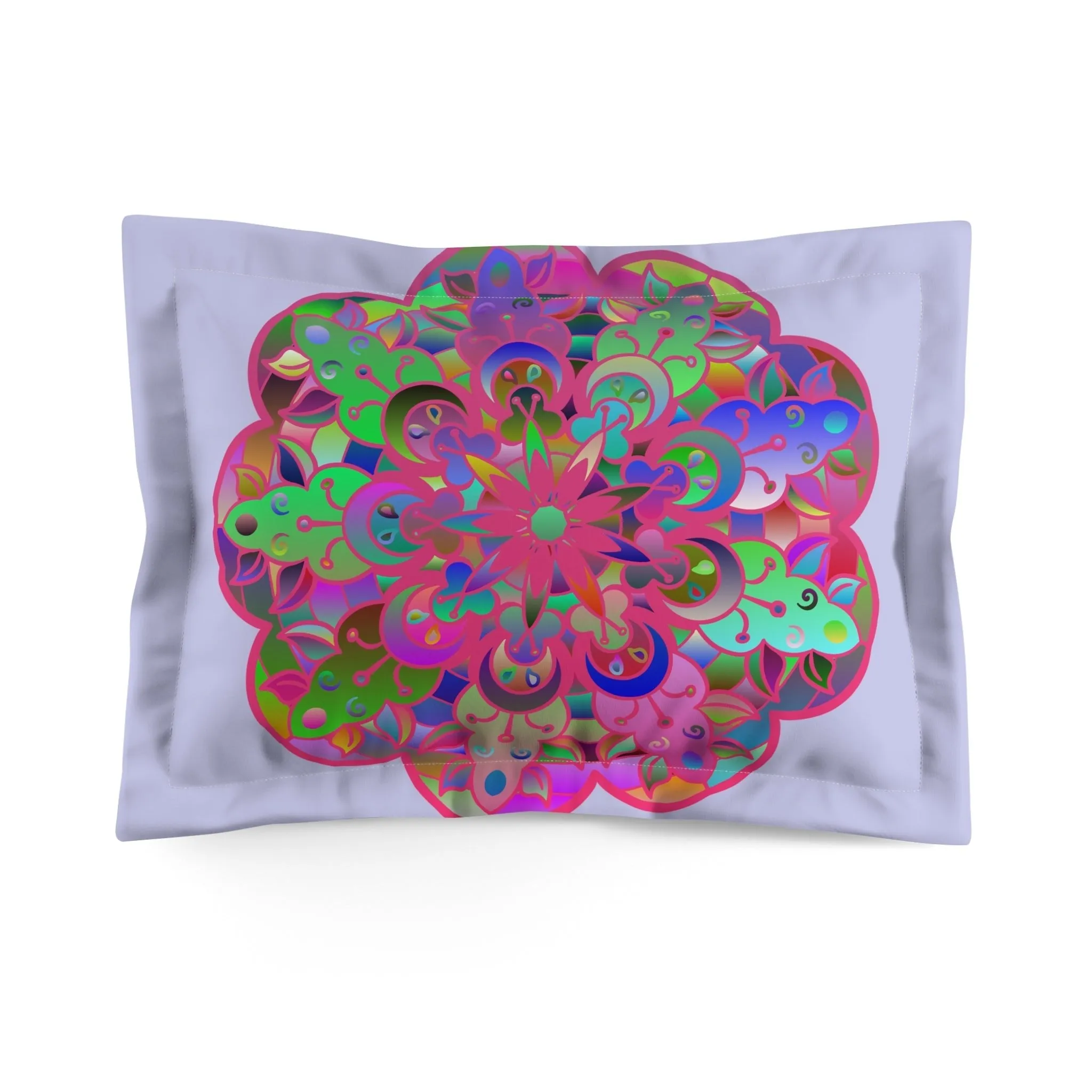 Mandala Design Microfiber Pillow Sham - Hand-Drawn Wisteria Background