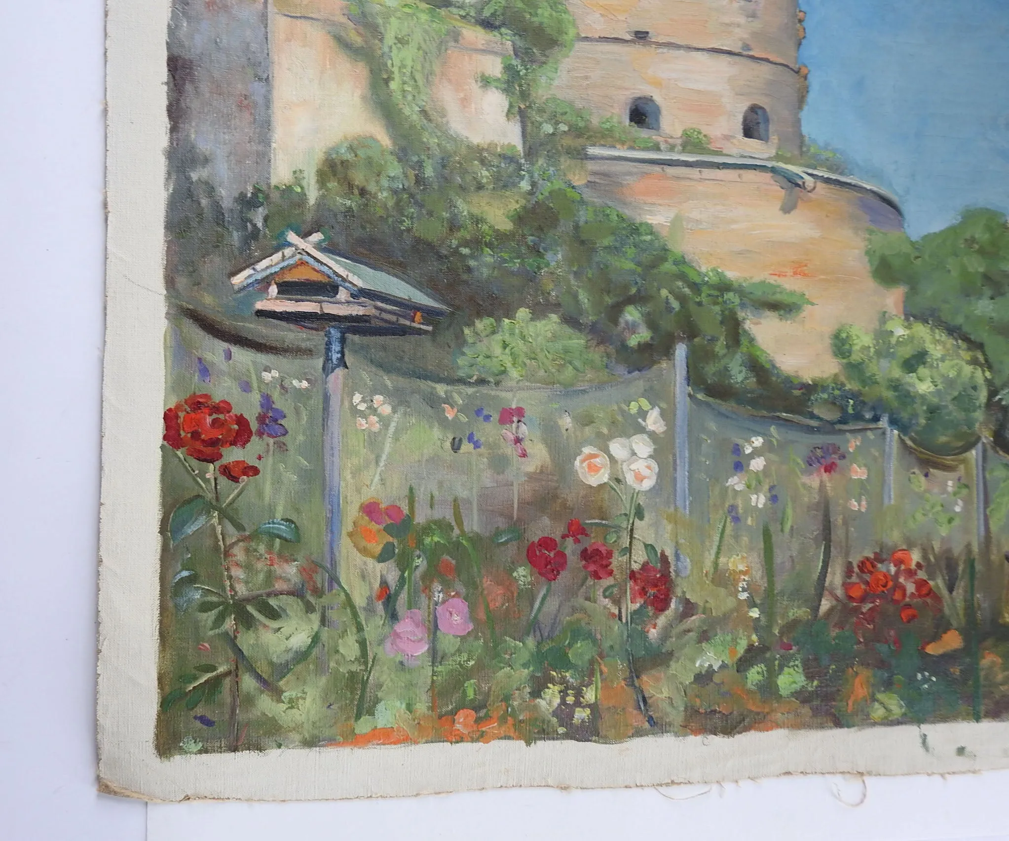 Mid Century Painting European Castle Gardens