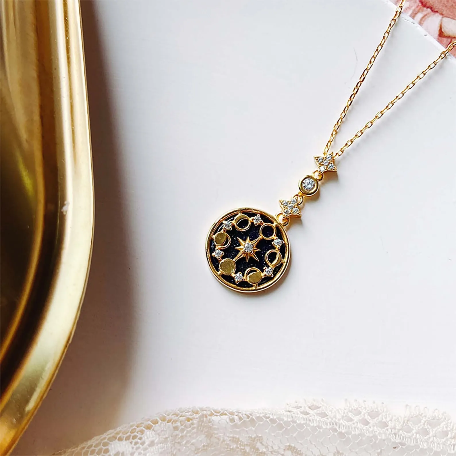 Moon Phase Sandstone Necklace