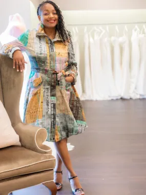 Newsprint Bubble Coat Dress