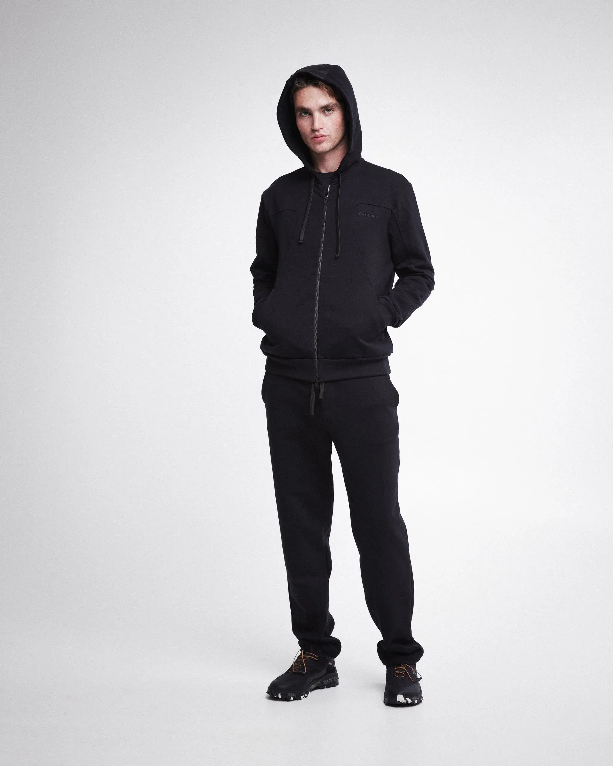 Nylon and Cotton Hoodie PR462100 Black