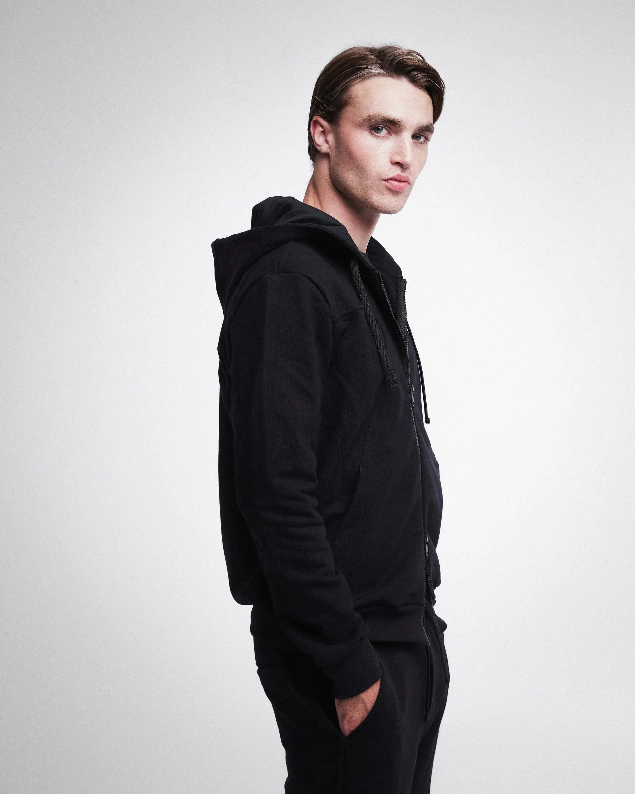 Nylon and Cotton Hoodie PR462100 Black