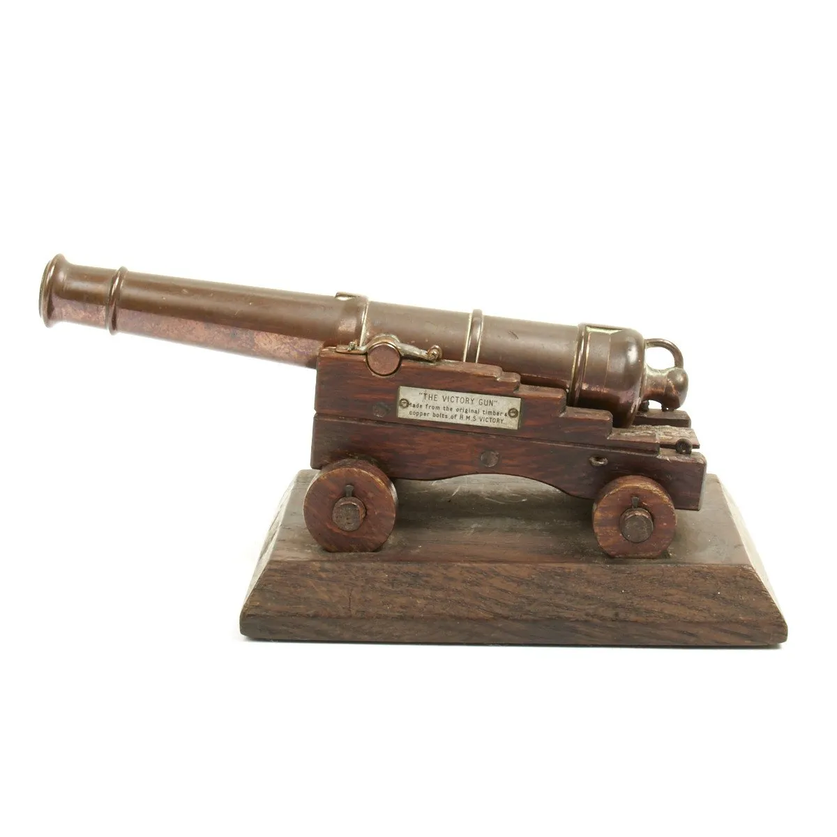 Original British Trafalgar Centennial Model Cannon Constructed from Materials of the HMS Victory