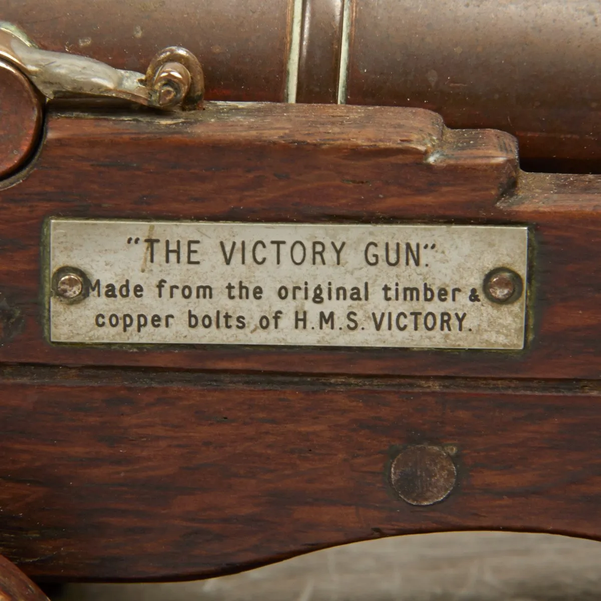 Original British Trafalgar Centennial Model Cannon Constructed from Materials of the HMS Victory