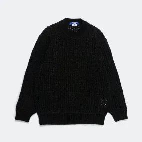 Polyester Mole Yarn Knit Crew - Black