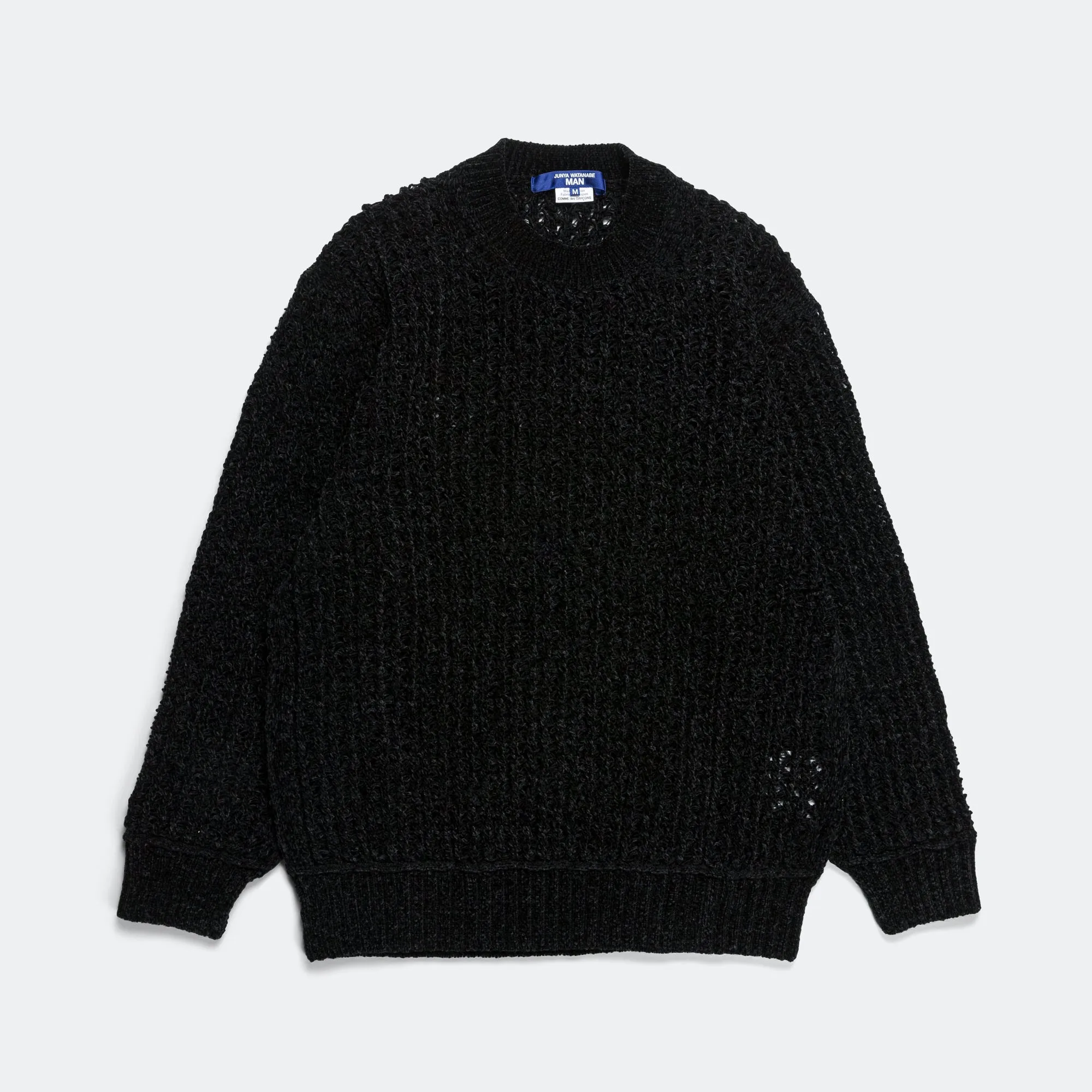 Polyester Mole Yarn Knit Crew - Black