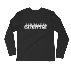 Presidential Lifestyle White Long Sleeve Fitted Crew