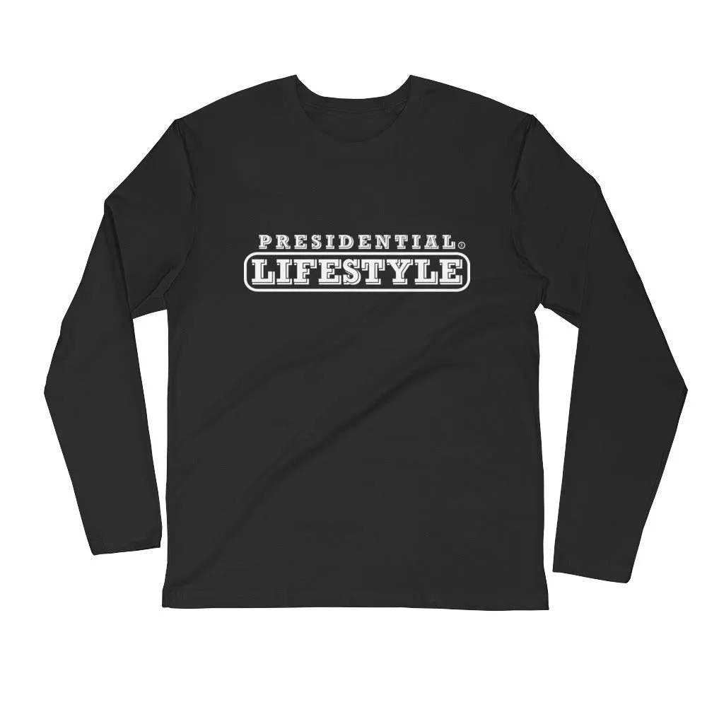 Presidential Lifestyle White Long Sleeve Fitted Crew