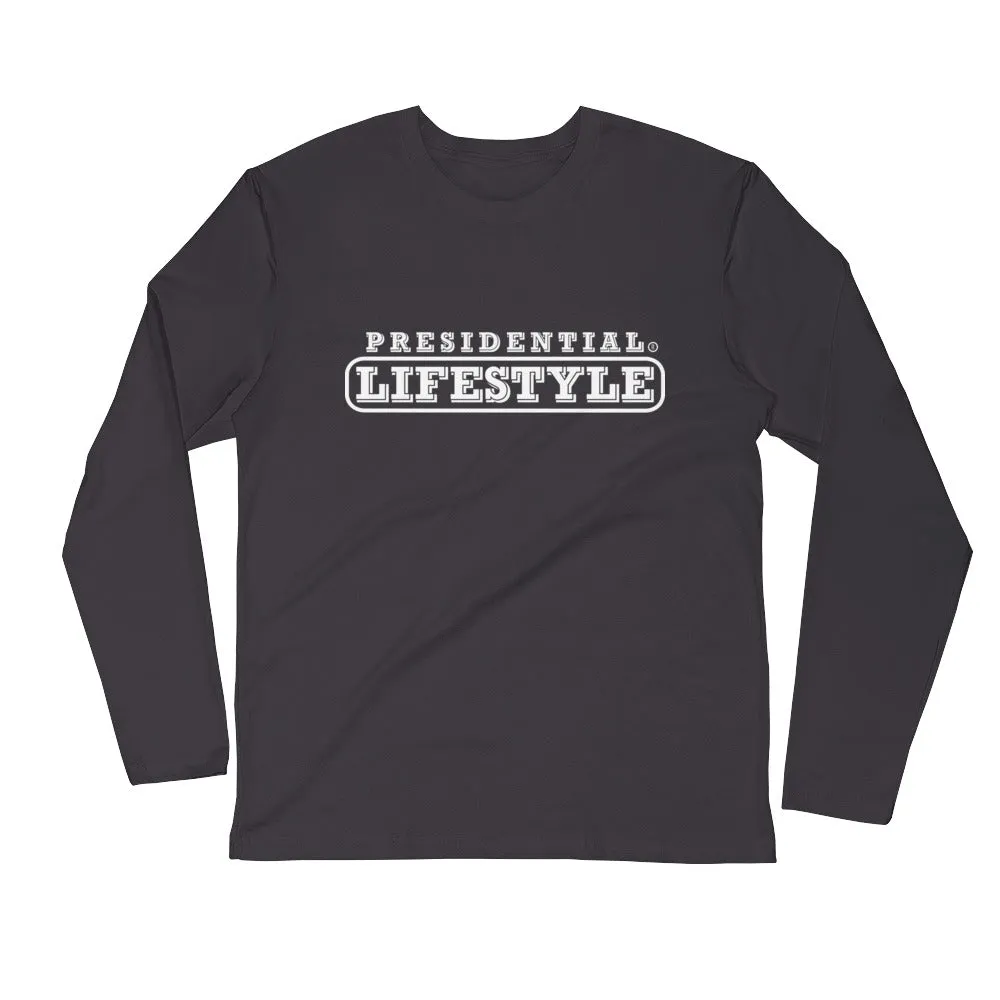 Presidential Lifestyle White Long Sleeve Fitted Crew