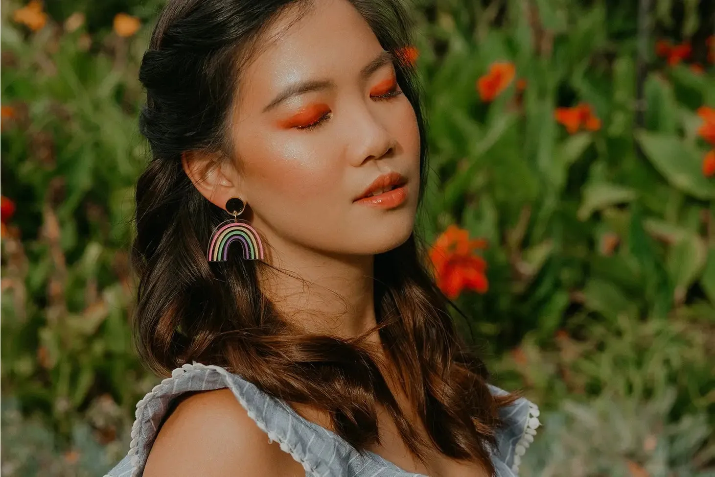 Rainbow Acrylic Dangle Earrings