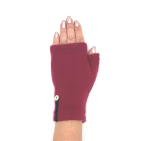 Recycled maroon cashmere Kitten Mittens, short