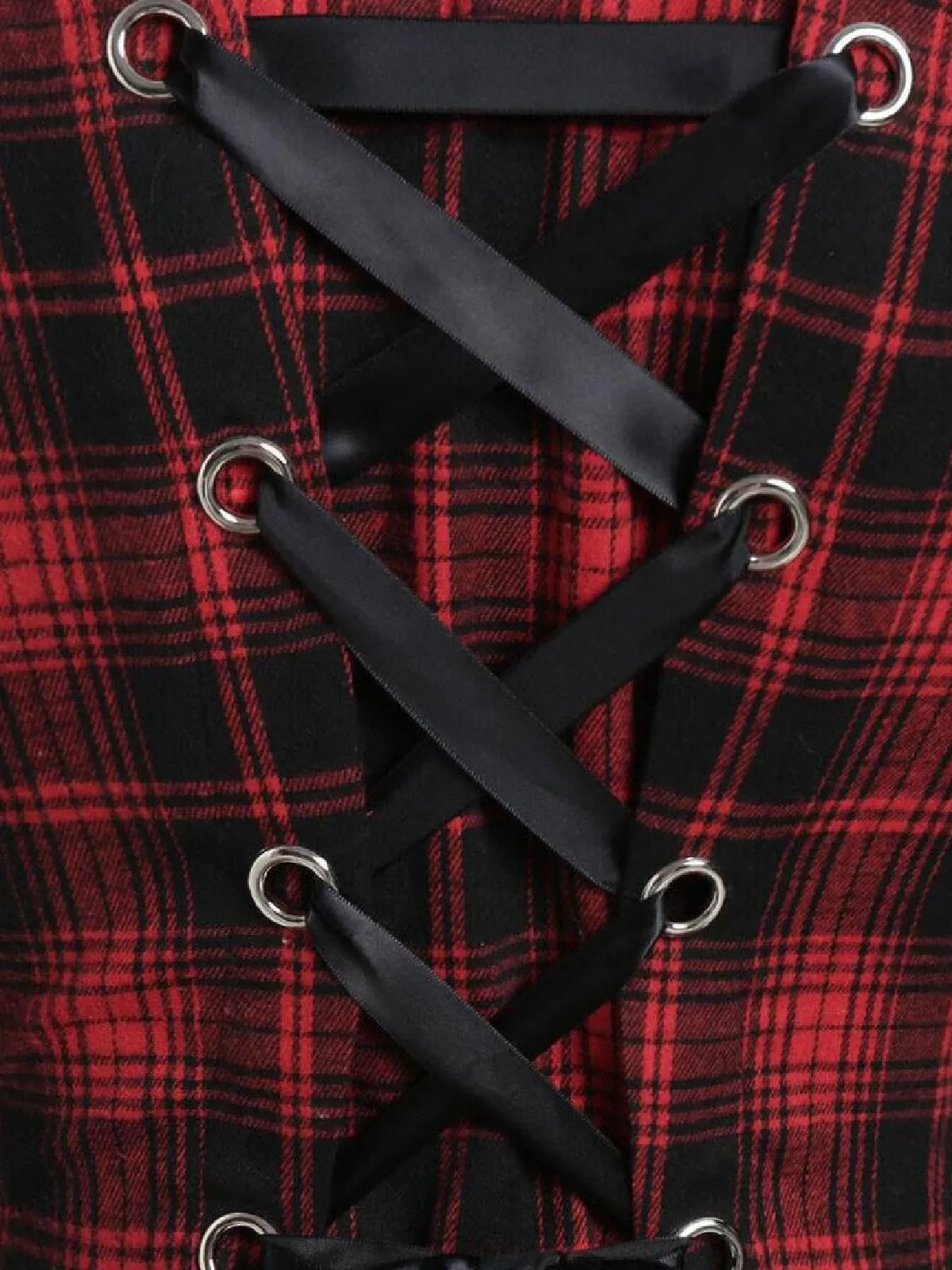 Red 1950s Plaid Long Sleeves Coat Dress