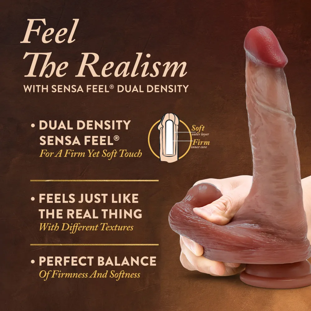 Renaissance By Blush®  | DaVinci 8 Inch Realistic Dildo With Sliding Foreskin & Squeezable Balls - Dual Density - Liquid Silicone - Tan