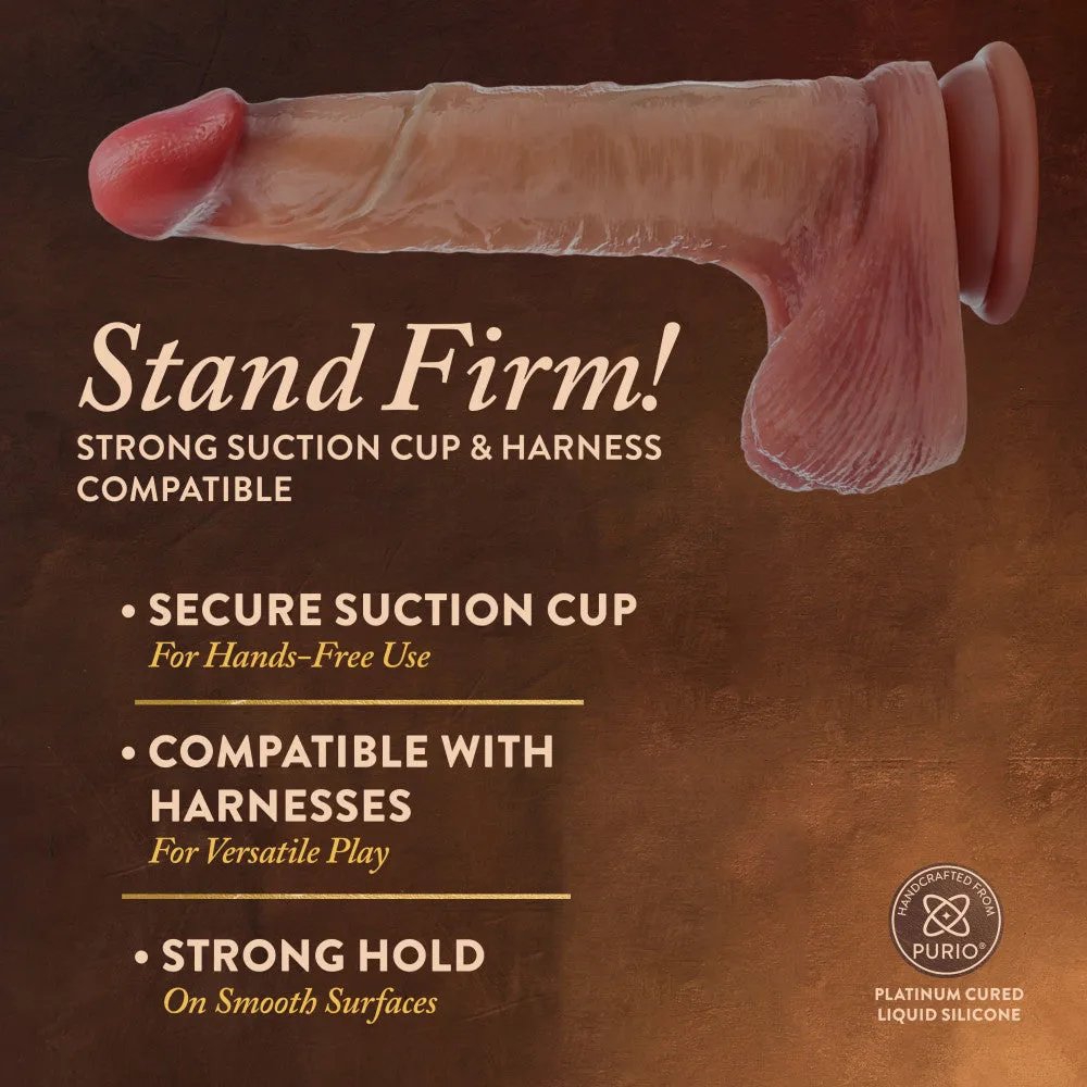 Renaissance By Blush®  | DaVinci 8 Inch Realistic Dildo With Sliding Foreskin & Squeezable Balls - Dual Density - Liquid Silicone - Tan