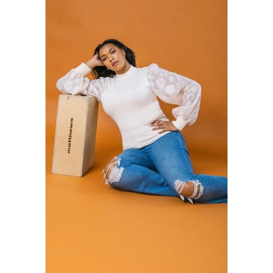 Royal Curves Rose Vanilla Sweater Top