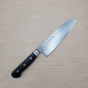 Sakai Kikumori 165mm Santoku VG10 Damascus Tsuchime
