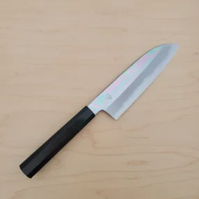 Sakai Kikumori Choyo Santoku 180mm Shirogami - Ebony