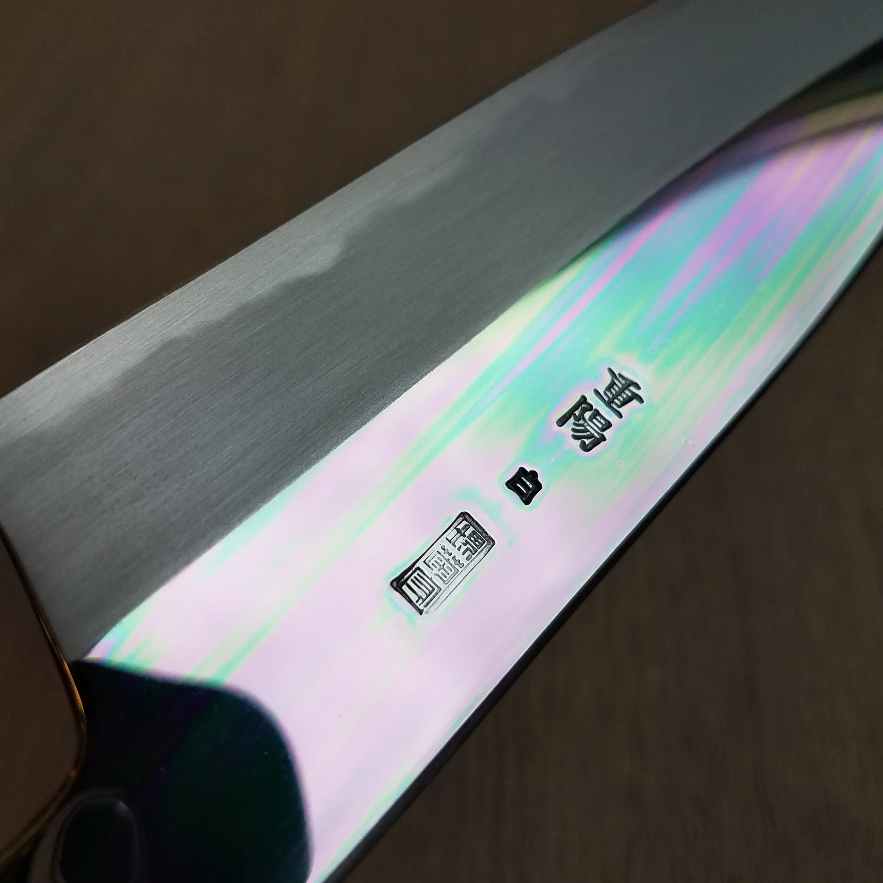 Sakai Kikumori Choyo Santoku 180mm Shirogami - Ebony