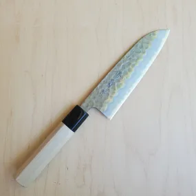 Sakai Kikumori Shirogami #2 165mm Santoku Tsuchime