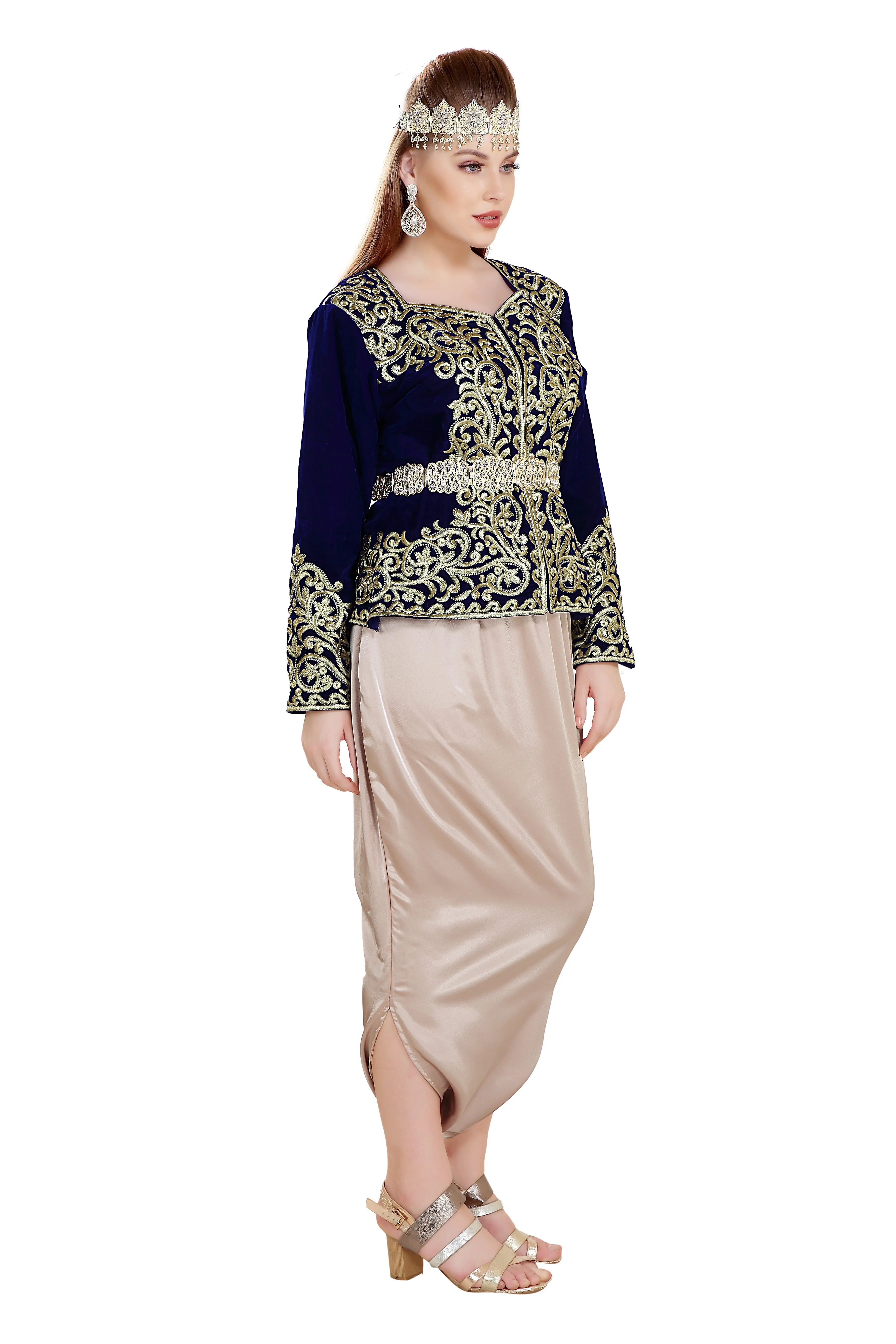Sarwal Algerian Traditional Velvet Jacket Embroidered Kaftan
