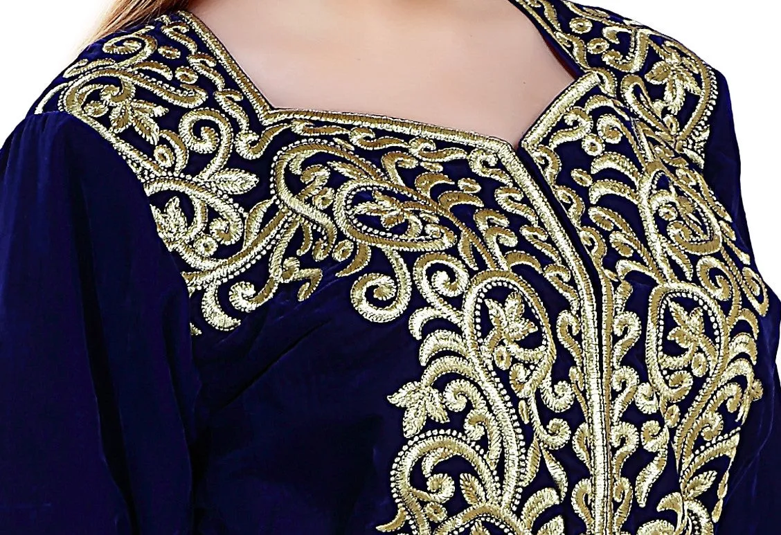 Sarwal Algerian Traditional Velvet Jacket Embroidered Kaftan
