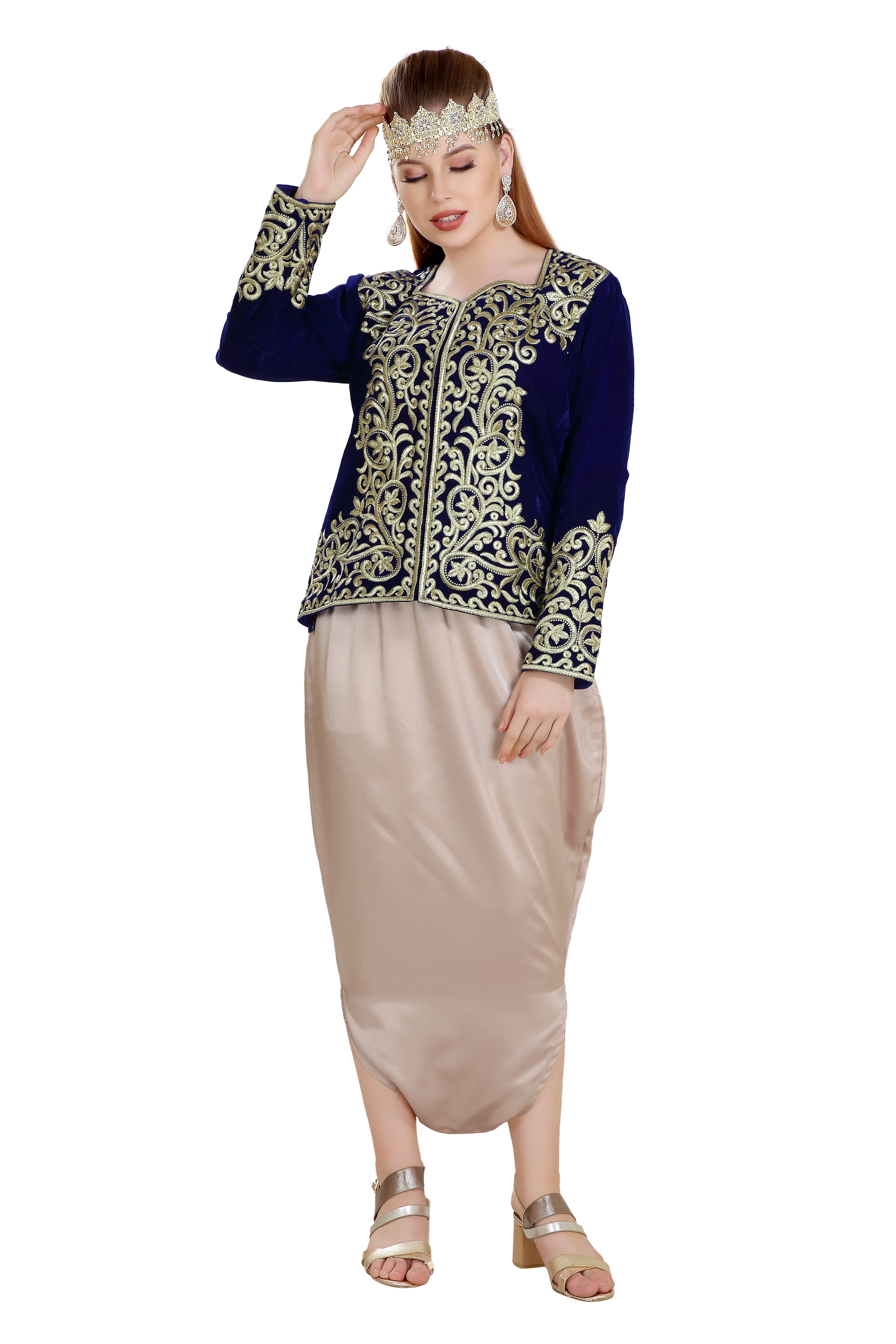 Sarwal Algerian Traditional Velvet Jacket Embroidered Kaftan