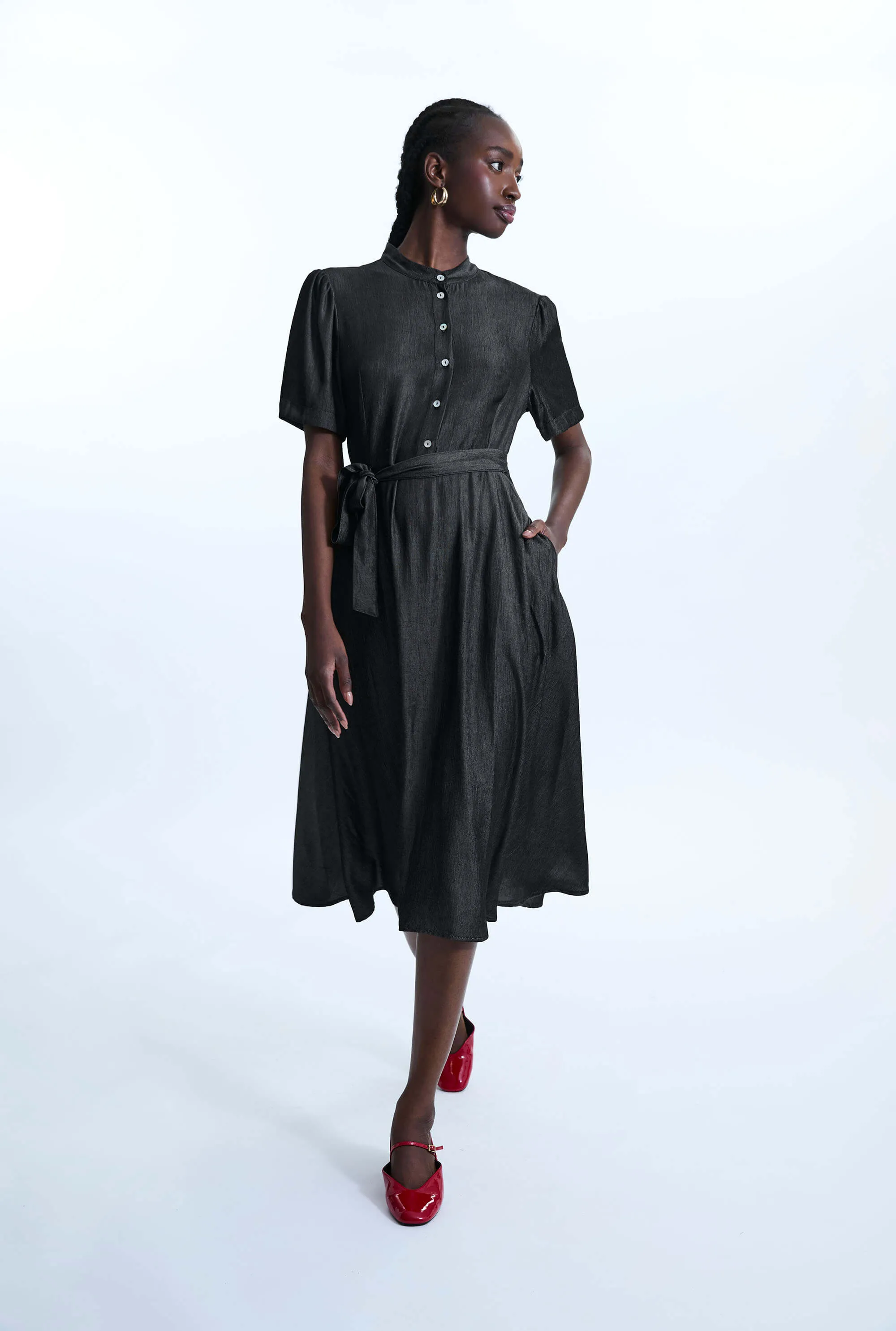 Short Sleeve Day Dress Black