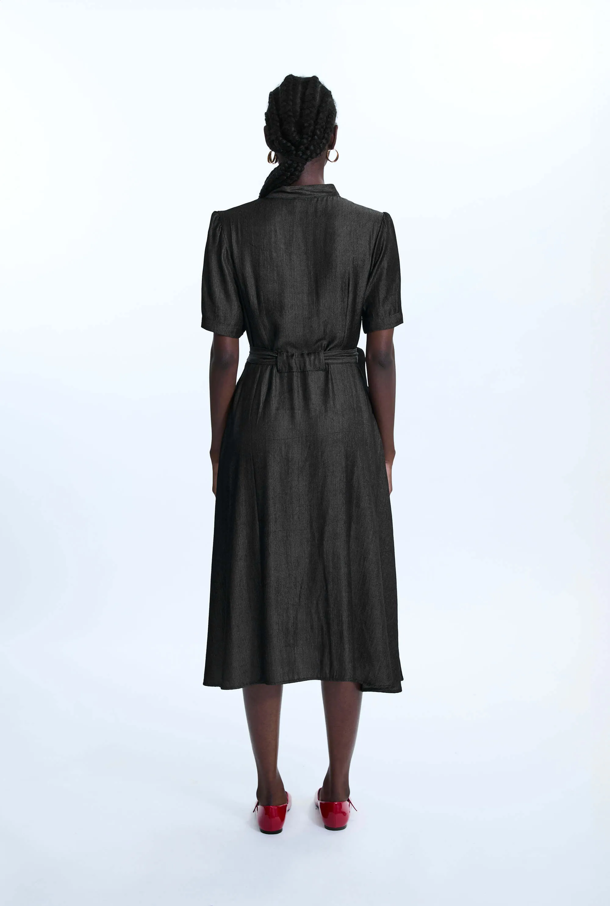 Short Sleeve Day Dress Black