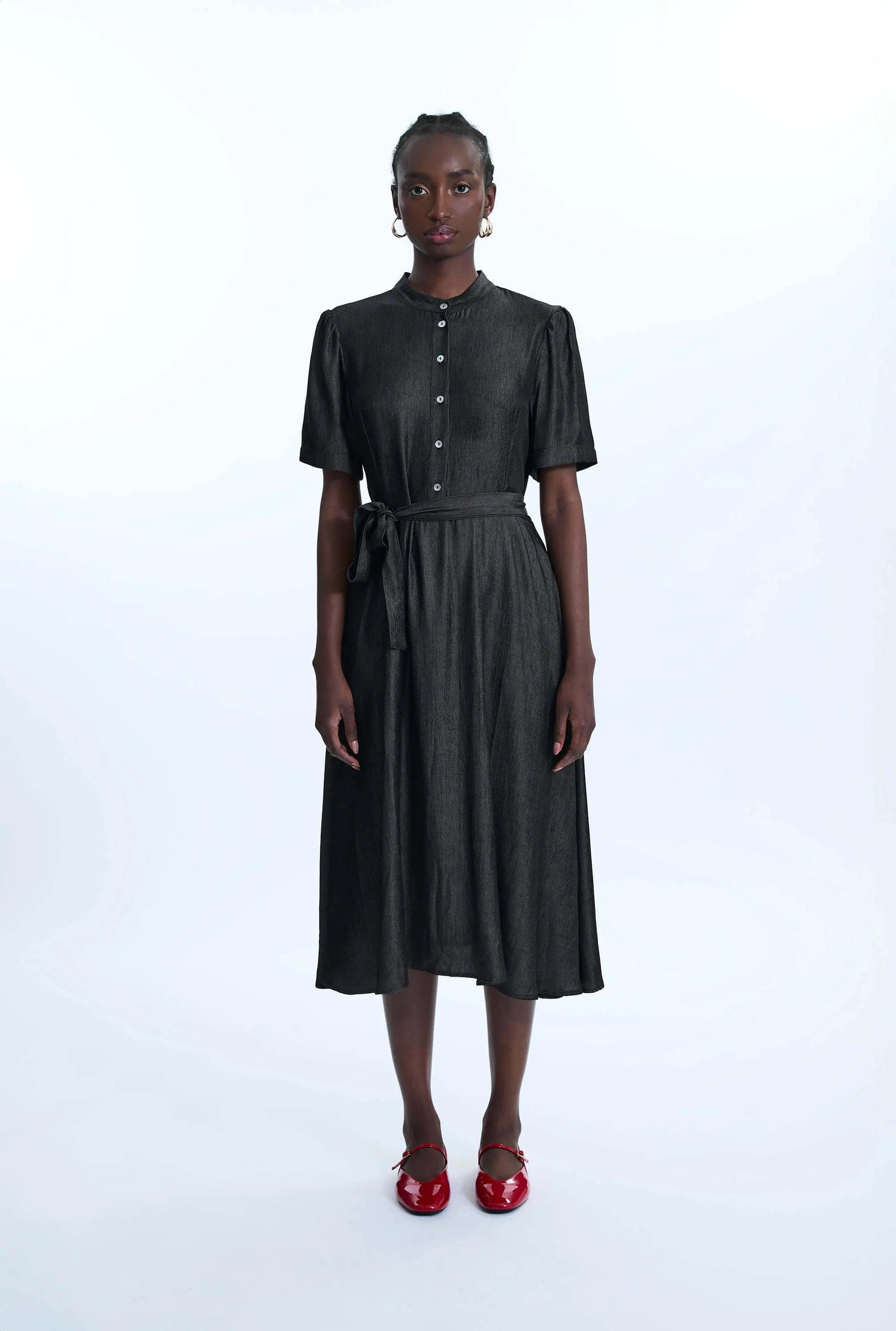 Short Sleeve Day Dress Black
